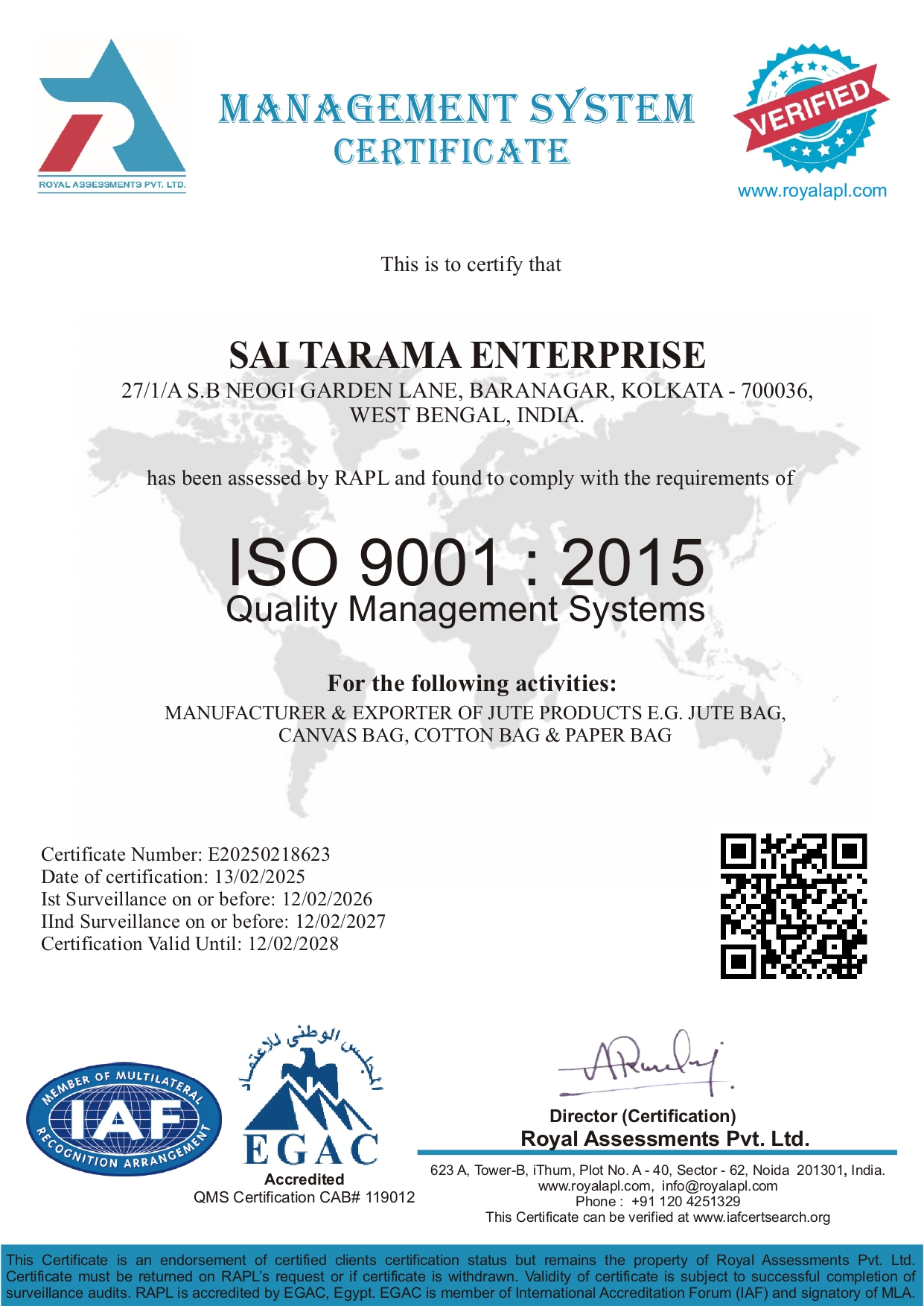 QMS Certificate